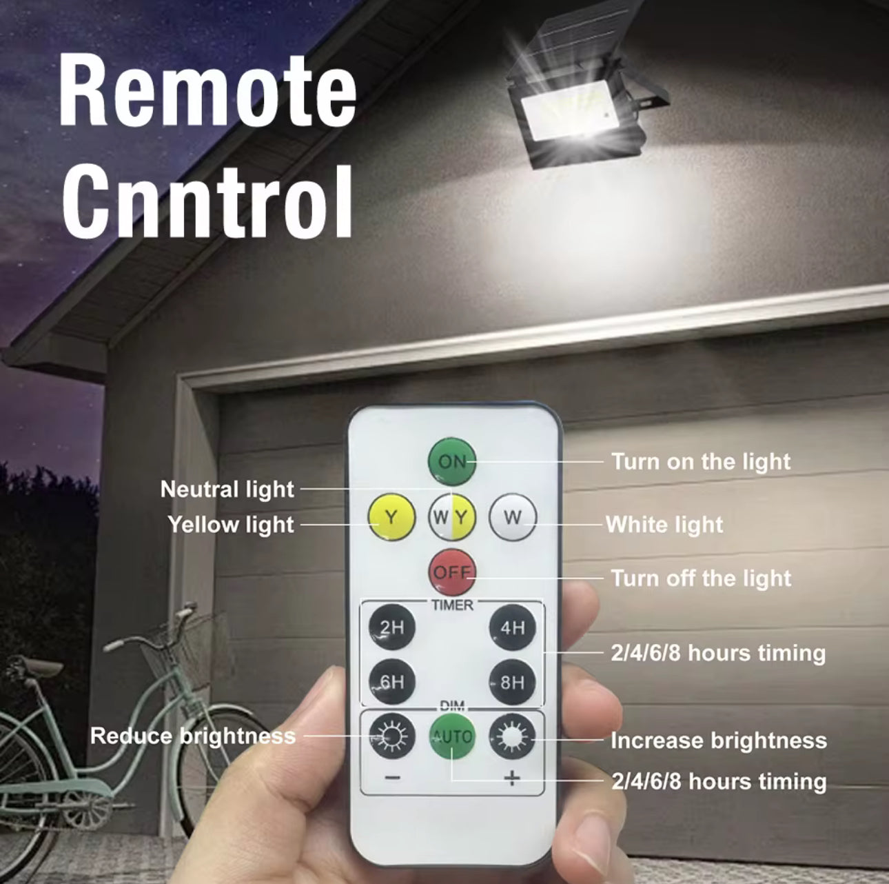 Lámpara Solar de Pared Plegable 30W – 3 Colores, Sensor y Control Remoto