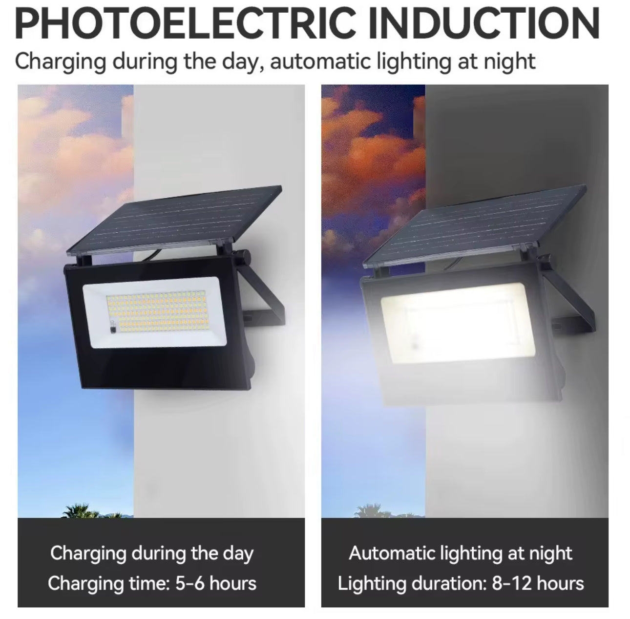 Lámpara Solar de Pared Plegable 30W – 3 Colores, Sensor y Control Remoto