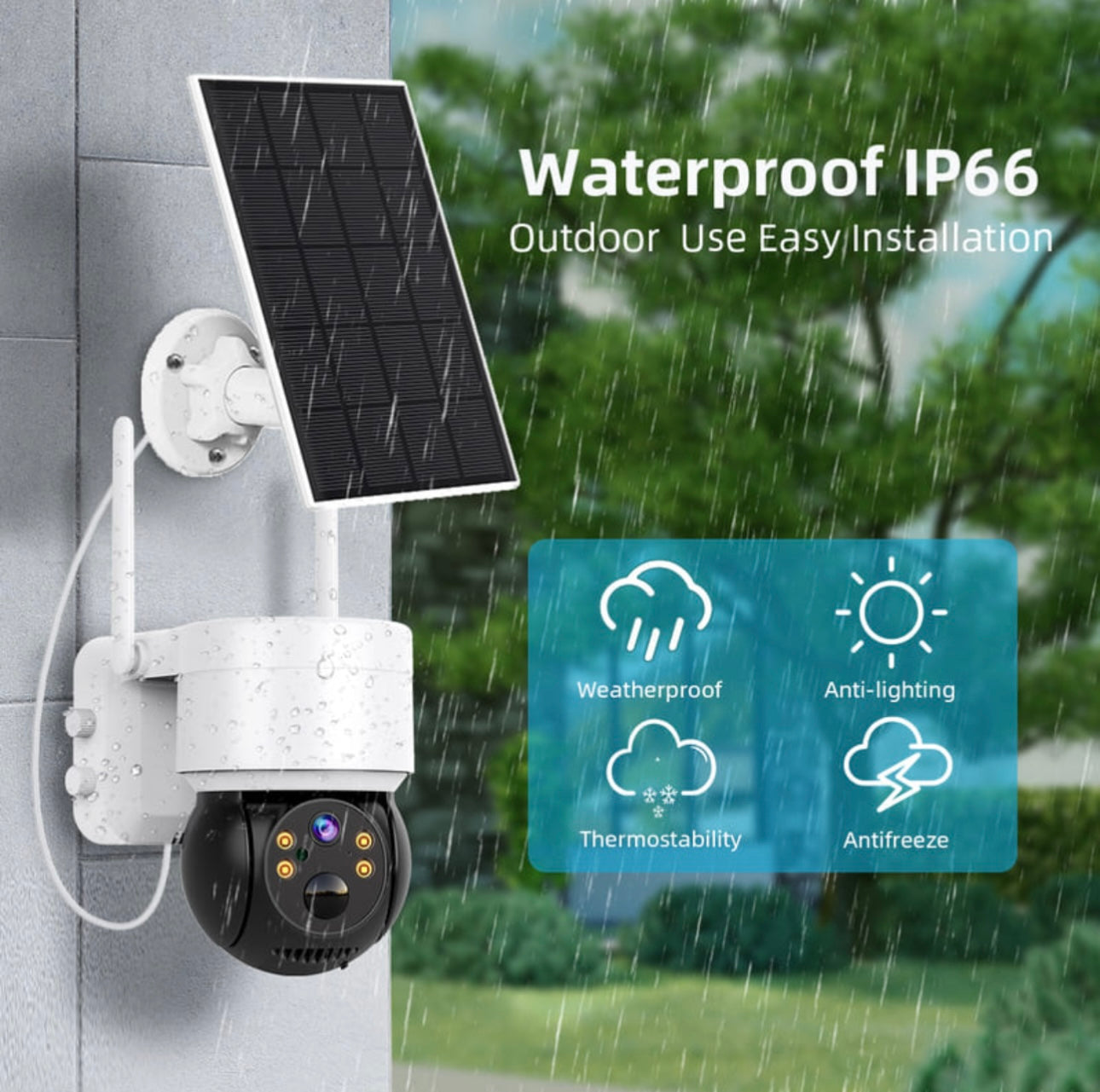 Cámara de Seguridad Solar WiFi 1080P – Protección inteligente y sin cables