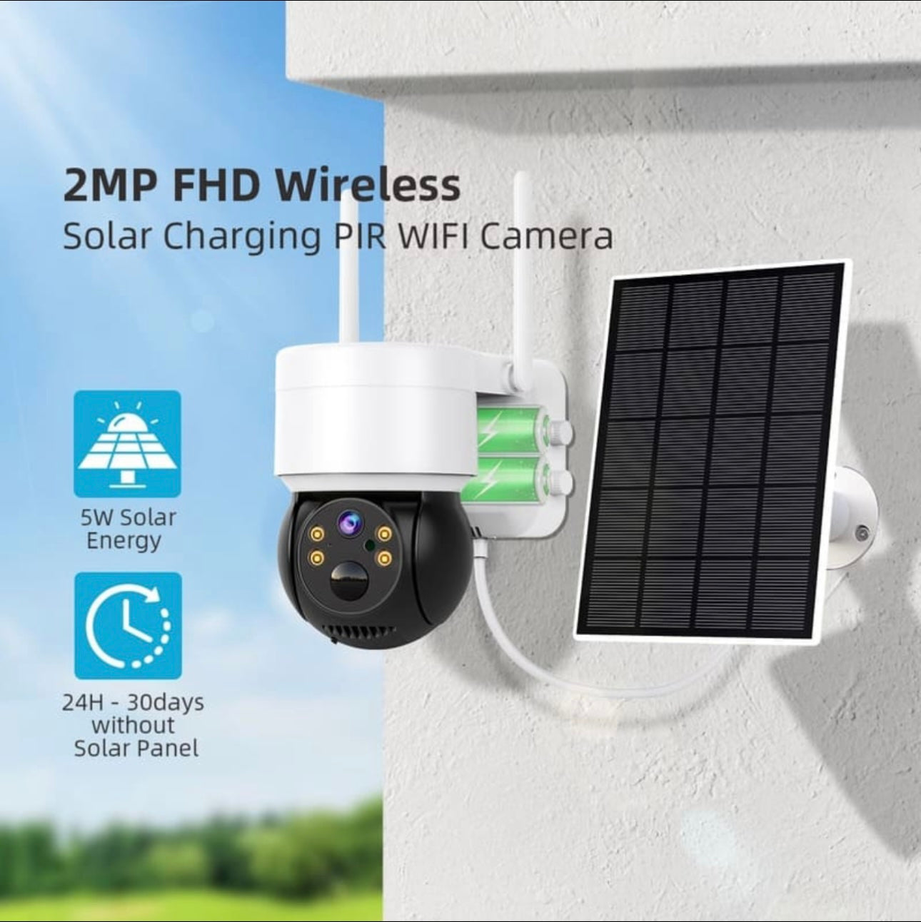 Cámara de Seguridad Solar WiFi 1080P – Protección inteligente y sin cables