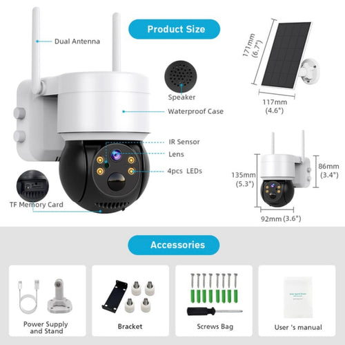 Cámara de Seguridad Solar WiFi 1080P – Protección inteligente y sin cables